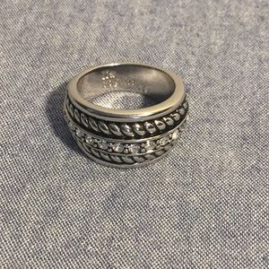 Lia Sophia silver tone CZ cocktail ring size 9